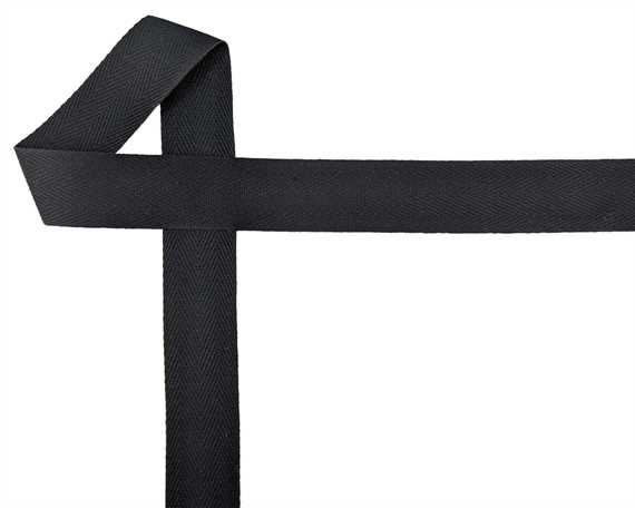 38mm Black Cotton C1 Binded Webbing