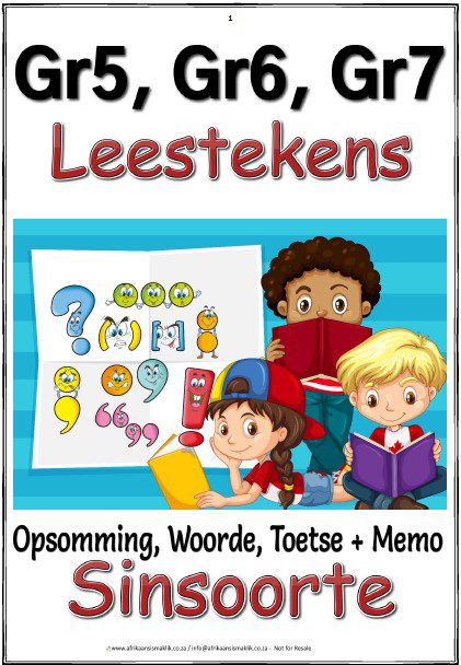 Graad 5,6,7 - Leestekens en Sinsoorte - Opsomming, Woorde Graad 5,6,7 - Leestekens en Sinsoorte - Opsomming, Woorde - Image 1