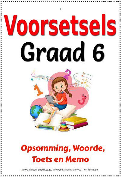 Graad 6 PDF Voorsetsels Opsomming Woorde Toets en Memo Graad 6 PDF Voorsetsels Opsomming Woorde Toets en Memo - Image 1