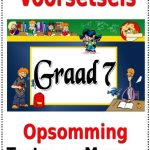 Graad 7 Voorsetsels Opsomming Woorde Toets en Memo